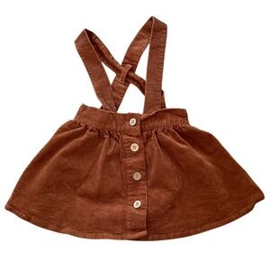 Elegant Baby Rust Orange Corduroy Jumper Skirt 6-9 Months Button Front Straps